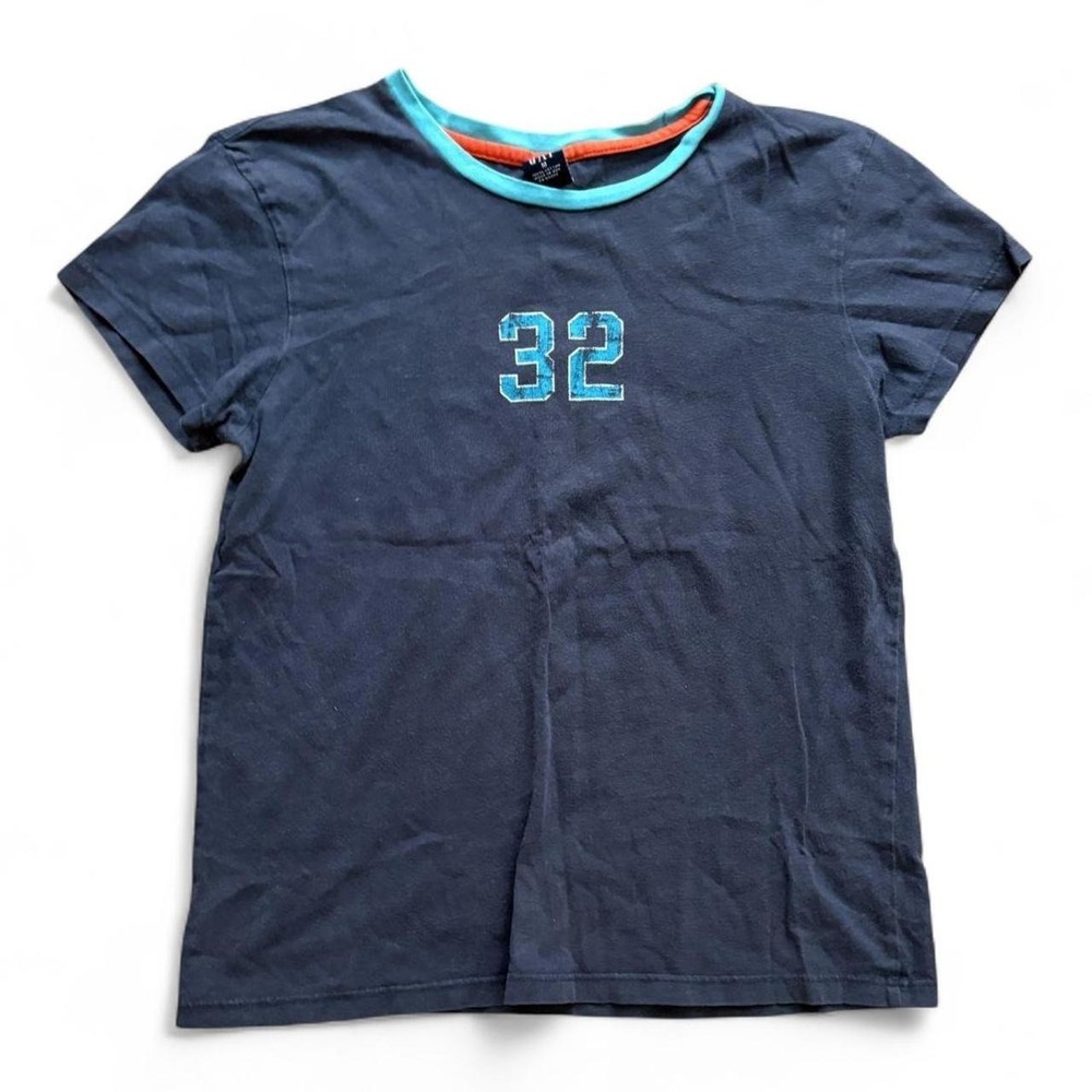 Gap Womens Navy Blue 32 Dive Graphic T-Shirt Short Sleeve Y2K Baby Tee Size M